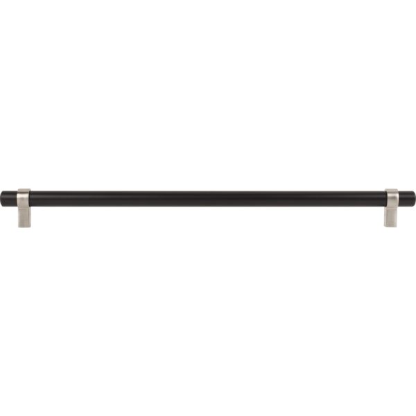 319 mm Center-to-Center Matte Black with Satin Nickel Key Grande Cabinet Bar Pull - Image 6