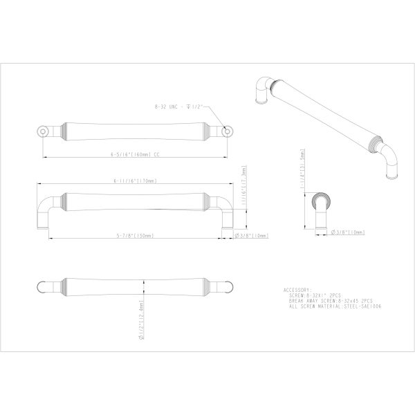 160 mm Center-to-Center Satin Nickel Barrel Bremen 2 Cabinet Pull - Image 4