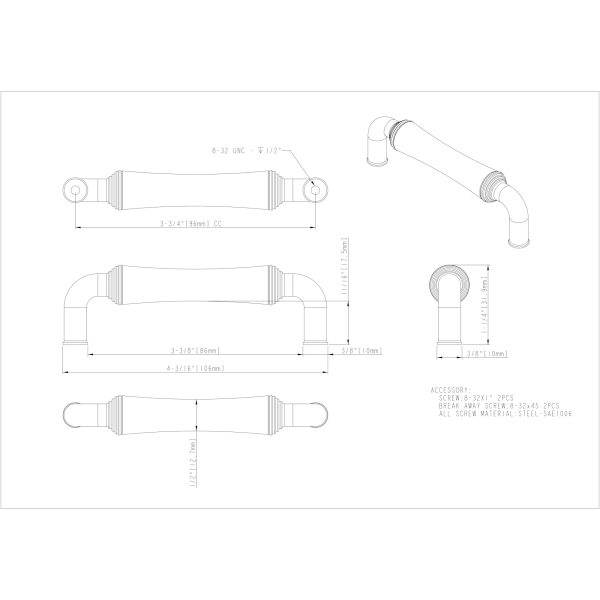 96 mm Center-to-Center Satin Nickel Barrel Bremen 2 Cabinet Pull - Image 4