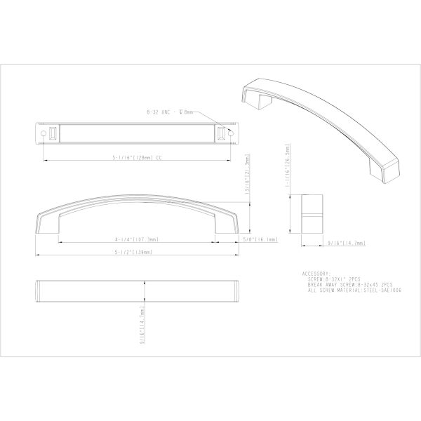 128 mm Center-to-Center Matte Black Square Merrick Cabinet Pull - Image 5