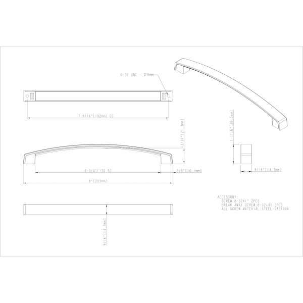 192 mm Center-to-Center Matte Black Merrick Cabinet Pull - Image 5