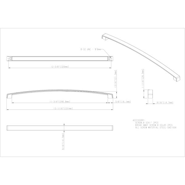 320 mm Center-to-Center Satin Nickel Merrick Cabinet Pull - Image 4