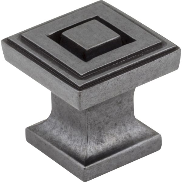 1" Overall Length Gun Metal Square Delmar Cabinet Knob