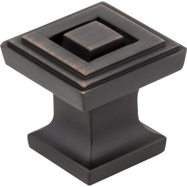 1" Overall Length Brushed Oil Rubbed Bronze Square Delmar Cabinet Knob