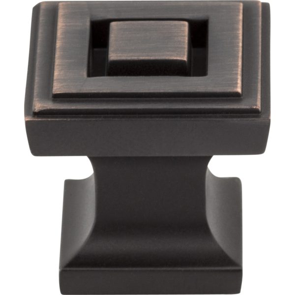 1" Overall Length Brushed Oil Rubbed Bronze Square Delmar Cabinet Knob - Image 3