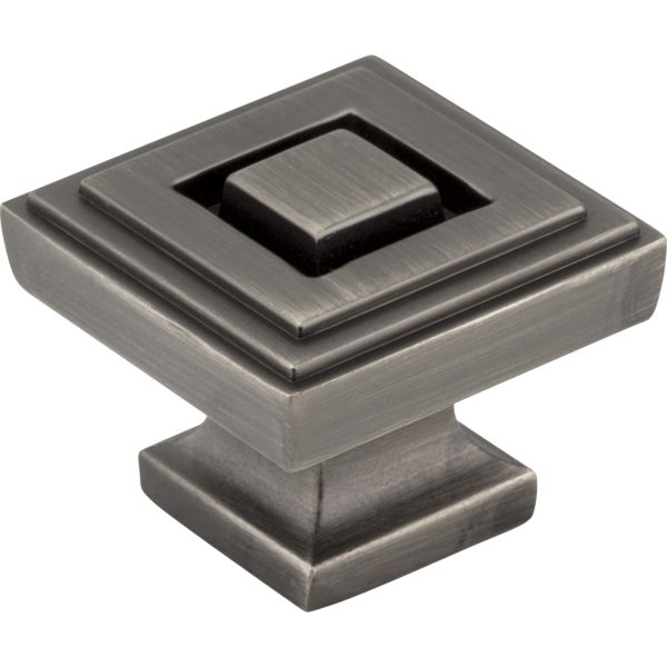 1-1/4" Overall Length Brushed Pewter Square Delmar Cabinet Knob