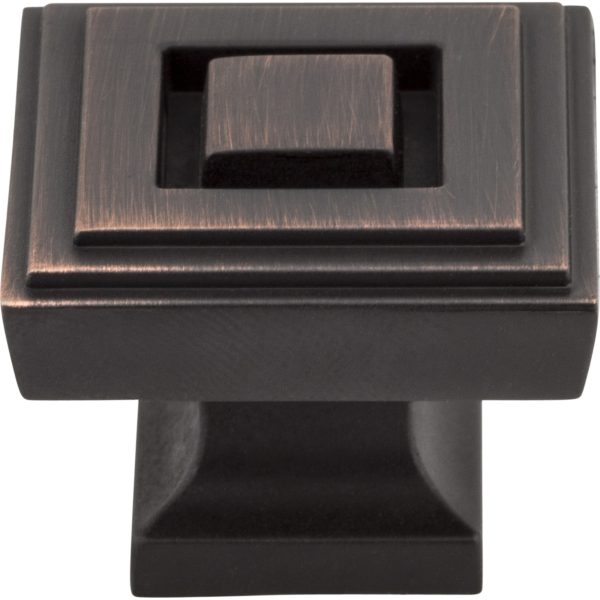 1-1/4" Overall Length Brushed Oil Rubbed Bronze Square Delmar Cabinet Knob - Image 3