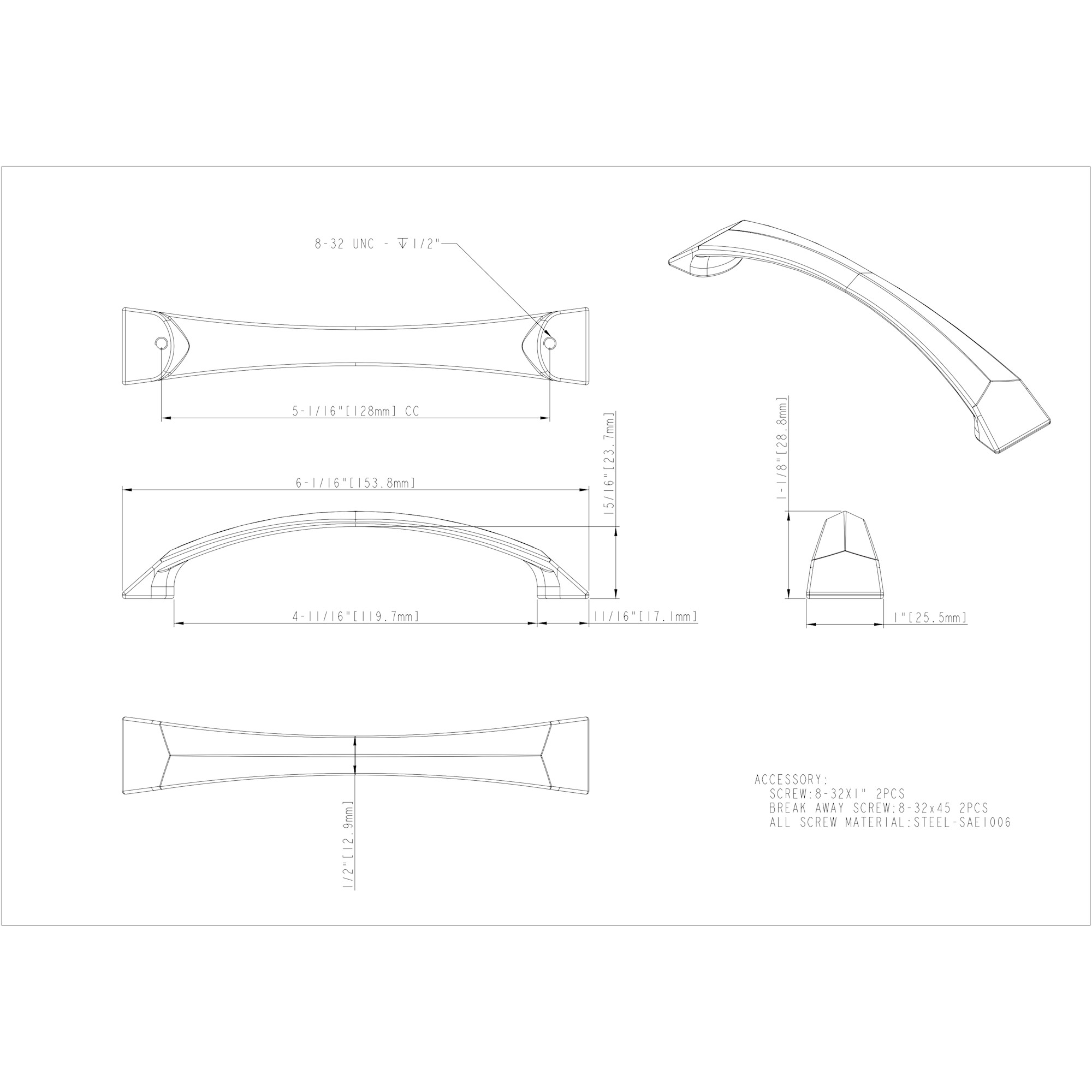Cairo Cabinet Pull in Satin Nickel