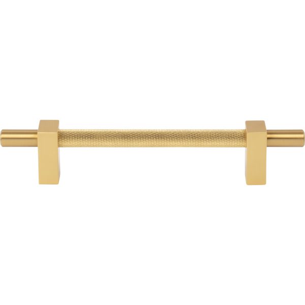 128 mm Center-to-Center Brushed Gold Larkin 3 Knurled Center Cabinet Bar Pull - Image 3