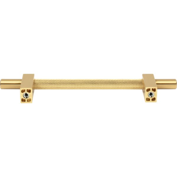 128 mm Center-to-Center Brushed Gold Larkin 3 Knurled Center Cabinet Bar Pull - Image 5