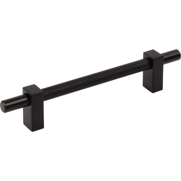 128 mm Center-to-Center Matte Black Larkin 3 Knurled Center Cabinet Bar Pull