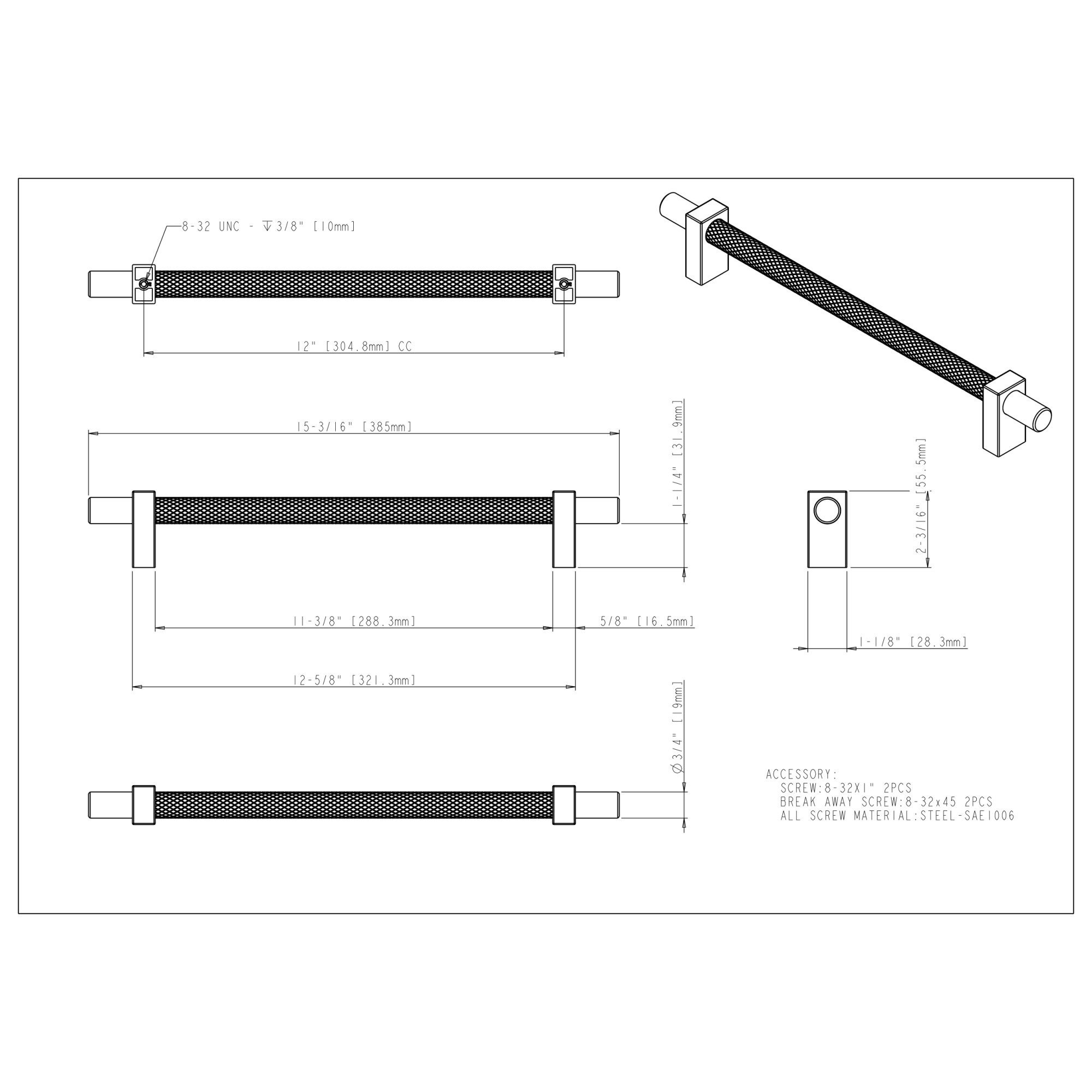 Larkin 3 Appliance Pull in Satin Nickel