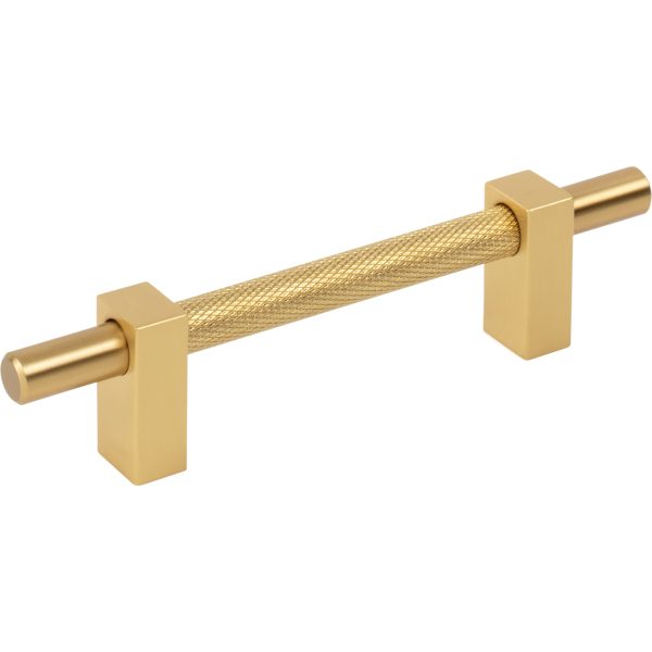 96 mm Center-to-Center Brushed Gold Larkin 3 Knurled Center Cabinet Bar Pull