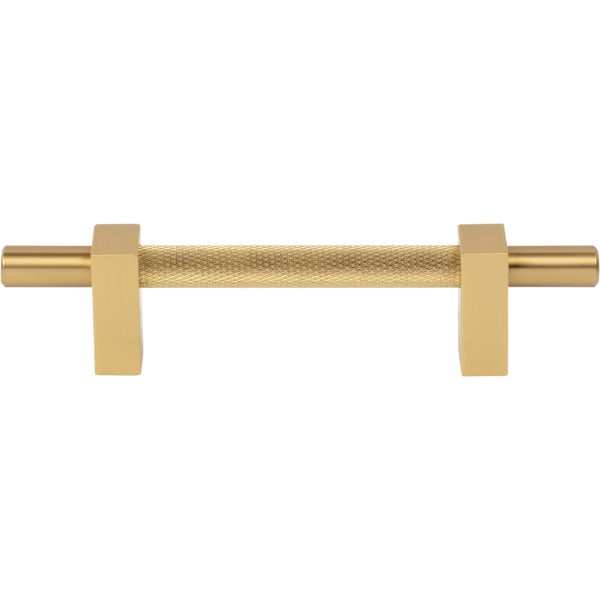 96 mm Center-to-Center Brushed Gold Larkin 3 Knurled Center Cabinet Bar Pull - Image 3