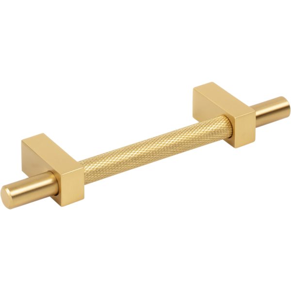 96 mm Center-to-Center Brushed Gold Larkin 3 Knurled Center Cabinet Bar Pull - Image 4