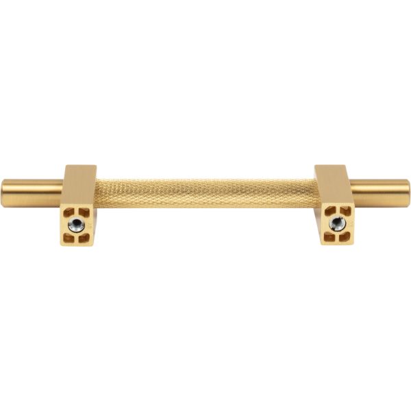 96 mm Center-to-Center Brushed Gold Larkin 3 Knurled Center Cabinet Bar Pull - Image 5