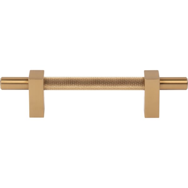 96 mm Center-to-Center Satin Bronze Larkin 3 Knurled Center Cabinet Bar Pull - Image 3