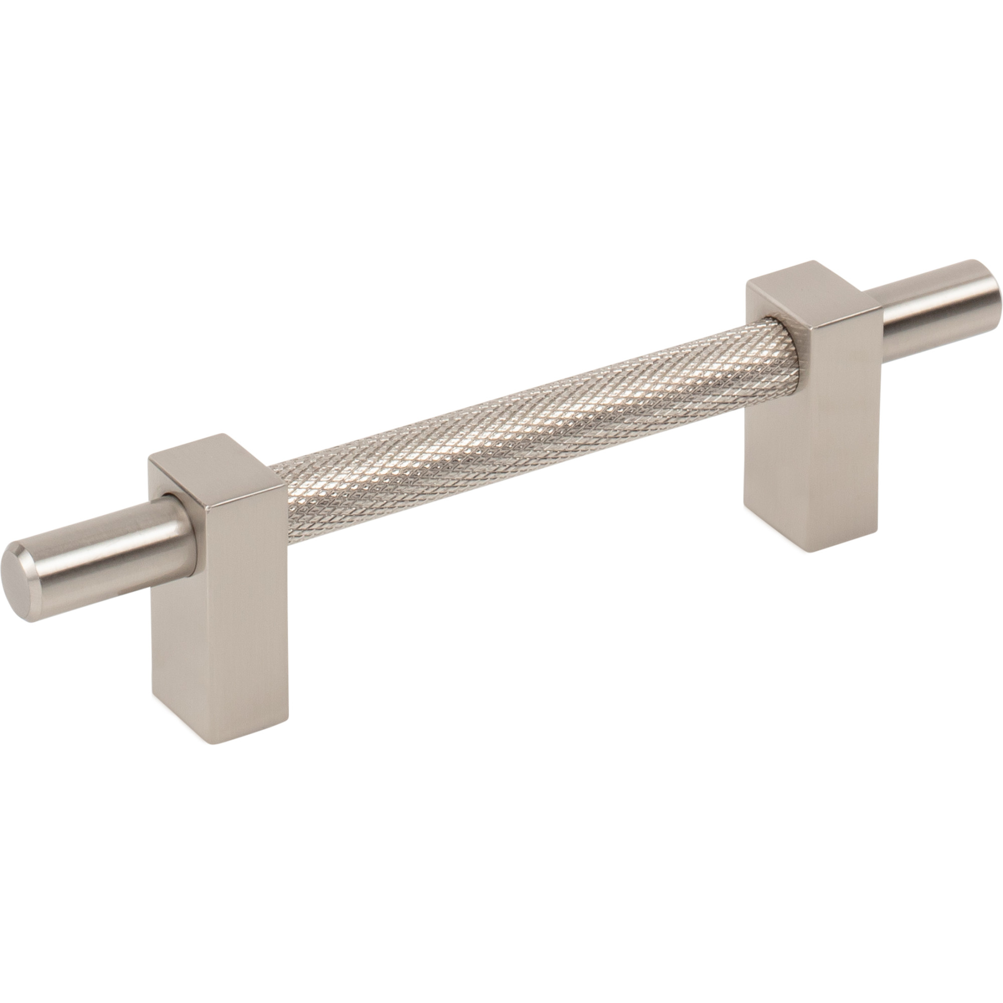 96 mm Center-to-Center Satin Nickel Larkin 3 Knurled Center Cabinet Bar Pull