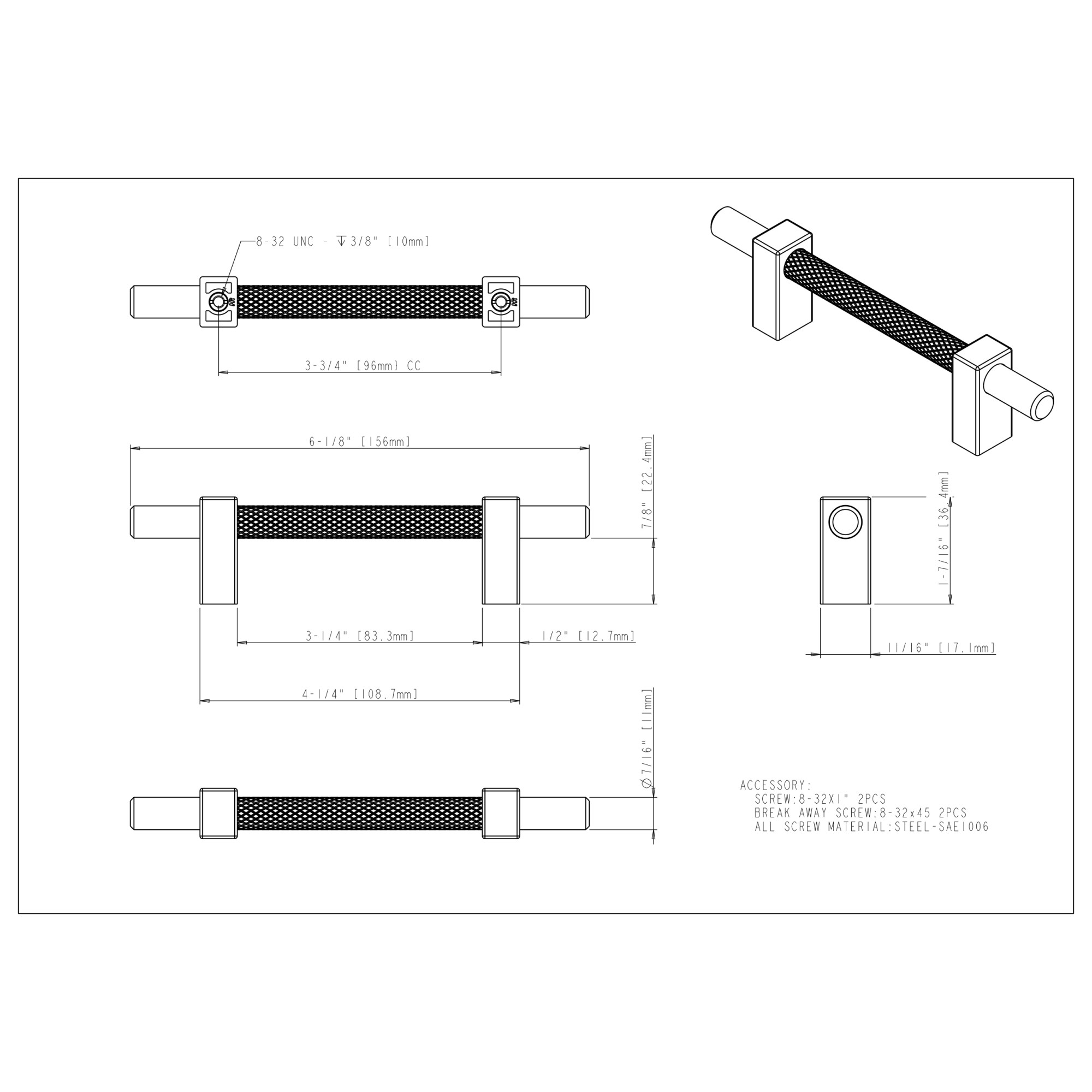 Larkin 3 Cabinet Pull in Satin Nickel