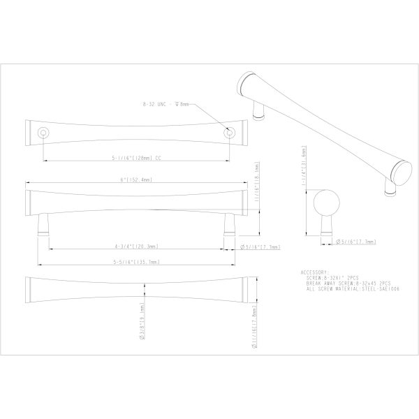128 mm Center-to-Center Satin Nickel Sedona Cabinet Pull - Image 5