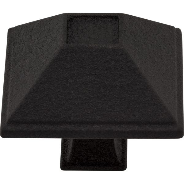 1-1/2" Overall Length Matte Black Square Tahoe Cabinet Knob - Image 3