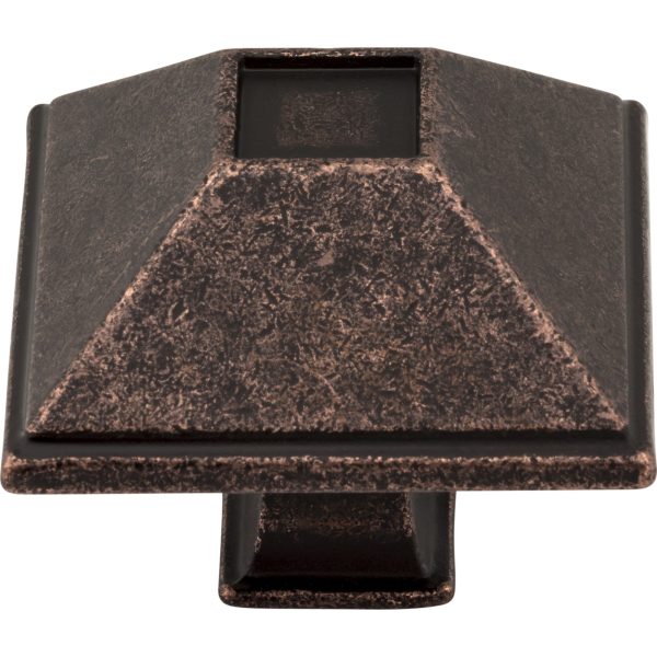 1-1/2" Overall Length Distressed Oil Rubbed Bronze Square Tahoe Cabinet Knob - Image 3