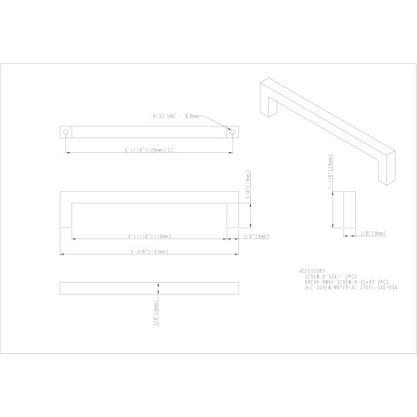 128 mm Center-to-Center Brushed Gold Square Stanton Cabinet Bar Pull - Image 5