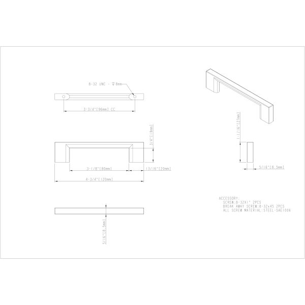 96 mm Center-to-Center Satin Bronze Square Sutton Cabinet Bar Pull - Image 5
