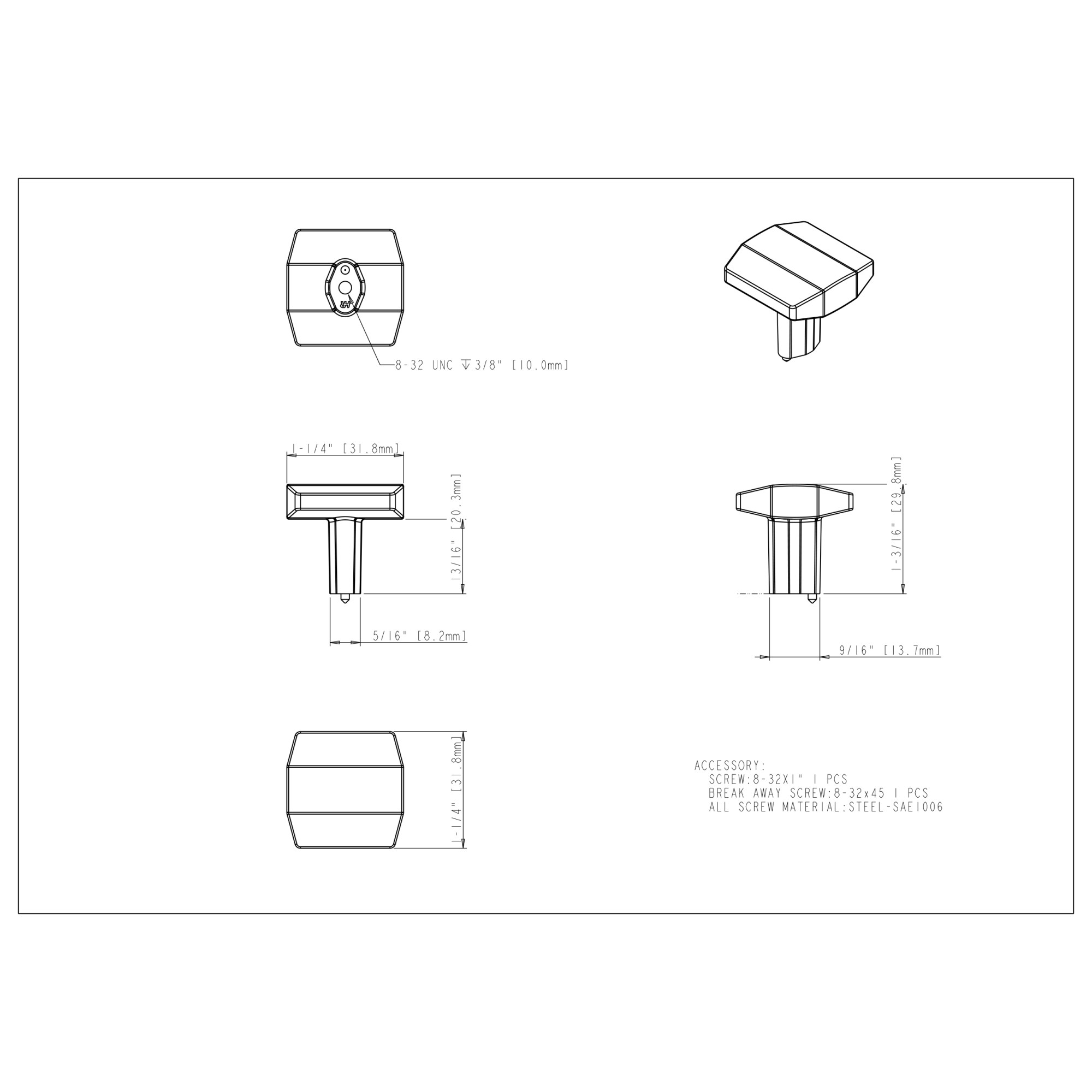 William Cabinet Knob in Satin Nickel