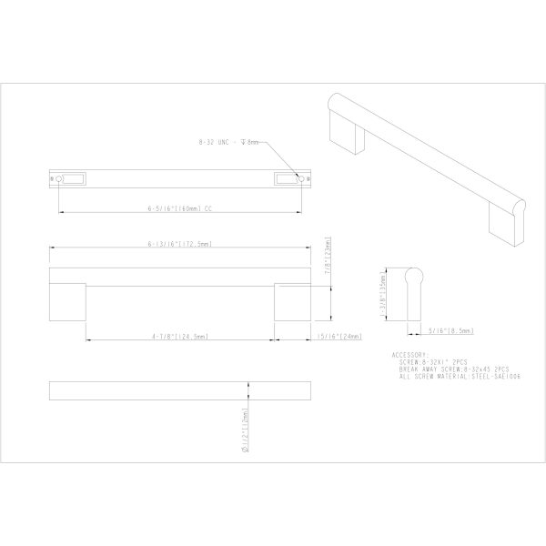 160 mm Center-to-Center Polished Chrome Knox Cabinet Bar Pull - Image 5