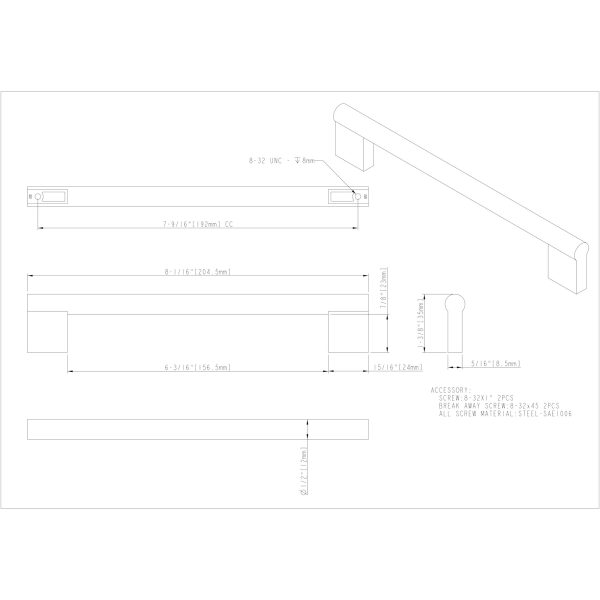 192 mm Center-to-Center Polished Chrome Knox Cabinet Bar Pull - Image 5