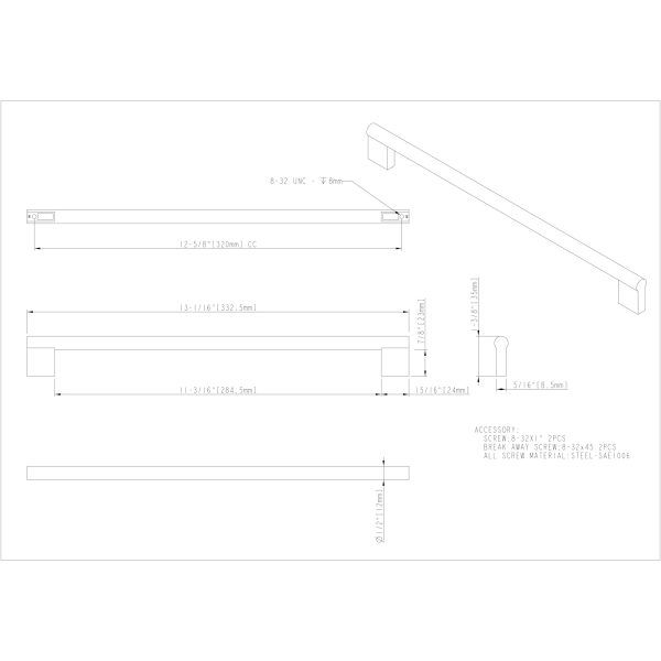 320 mm Center-to-Center Satin Nickel Knox Cabinet Bar Pull - Image 5