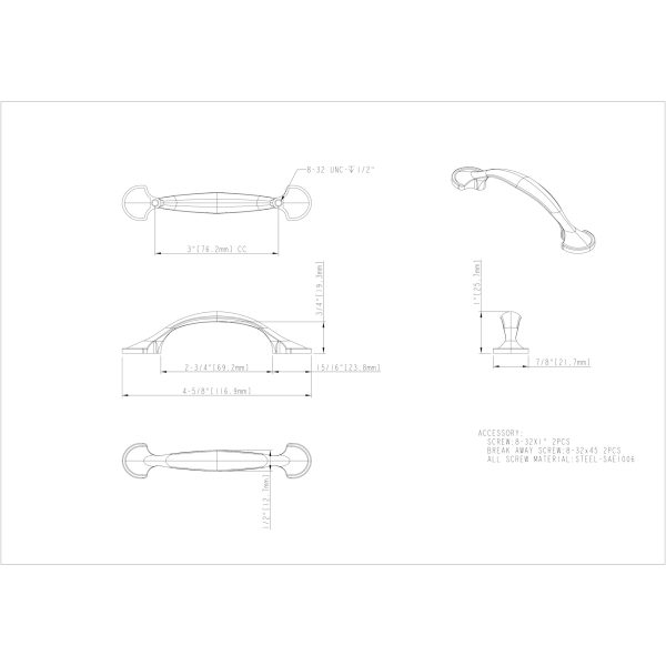 3" Center-to-Center Satin Nickel Watervale Cabinet Pull - Image 4