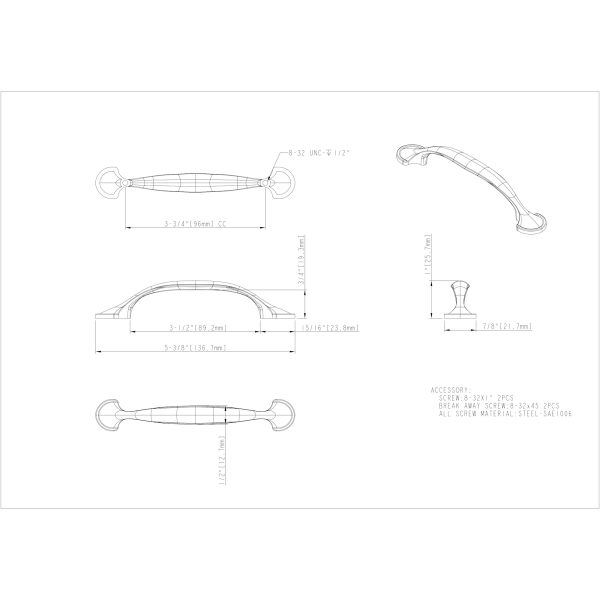 96 mm Center-to-Center Polished Chrome Watervale Cabinet Pull - Image 4