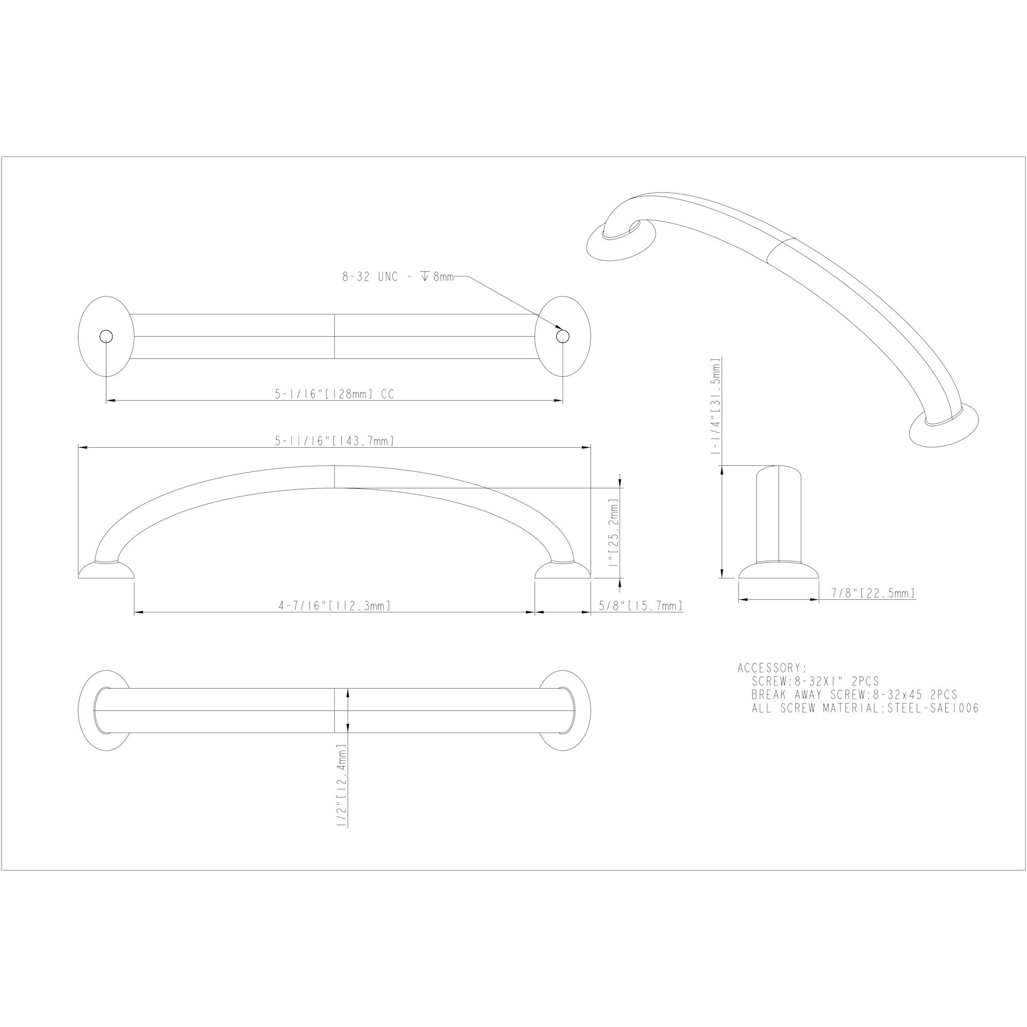 Hudson Cabinet Pull in Satin Nickel