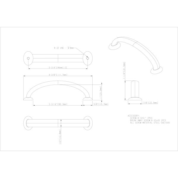 96 mm Center-to-Center Brushed Oil Rubbed Bronze Hudson Cabinet Pull - Image 4