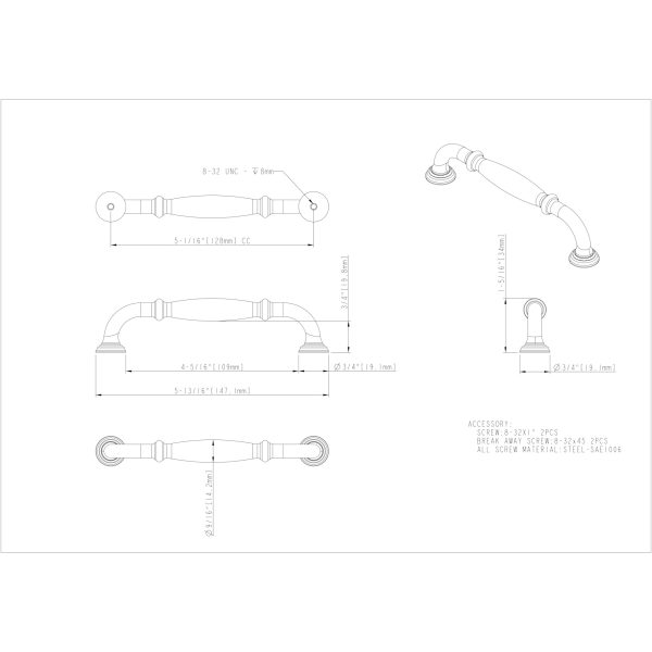 128 mm Center-to-Center Polished Chrome Tiffany Cabinet Pull - Image 4