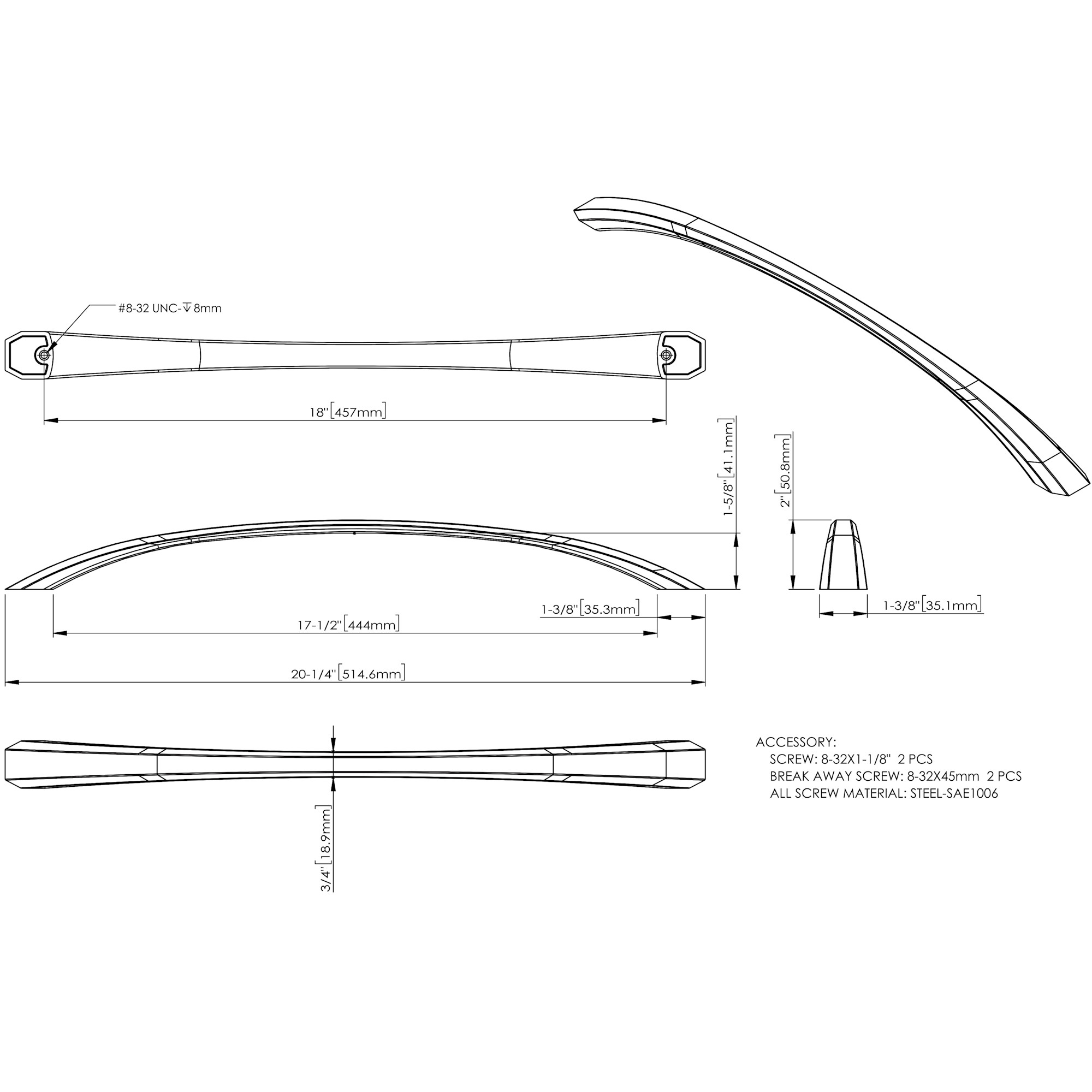 Wheeler Appliance Pull in Satin Nickel