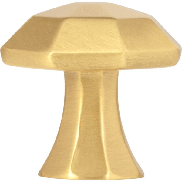 1-1/4" Overall Length Brushed Gold Octagonal Wheeler Cabinet Knob - Image 5