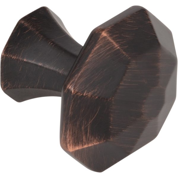 1-1/4" Overall Length Brushed Oil Rubbed Bronze Octagonal Wheeler Cabinet Knob - Image 3