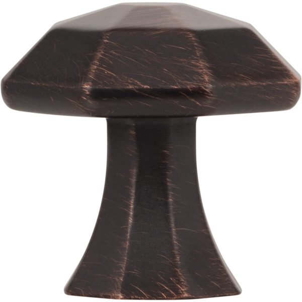 1-1/4" Overall Length Brushed Oil Rubbed Bronze Octagonal Wheeler Cabinet Knob - Image 5