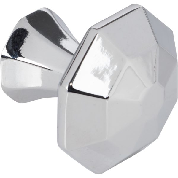 1-1/4" Overall Length Polished Chrome Octagonal Wheeler Cabinet Knob - Image 3