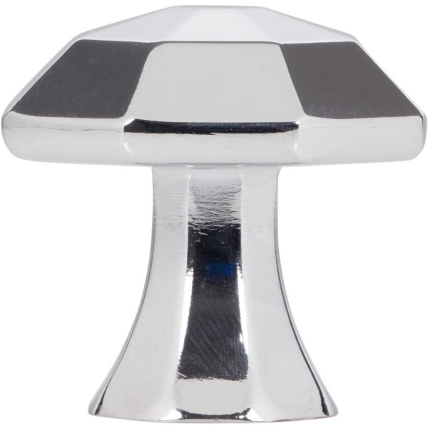 1-1/4" Overall Length Polished Chrome Octagonal Wheeler Cabinet Knob - Image 5