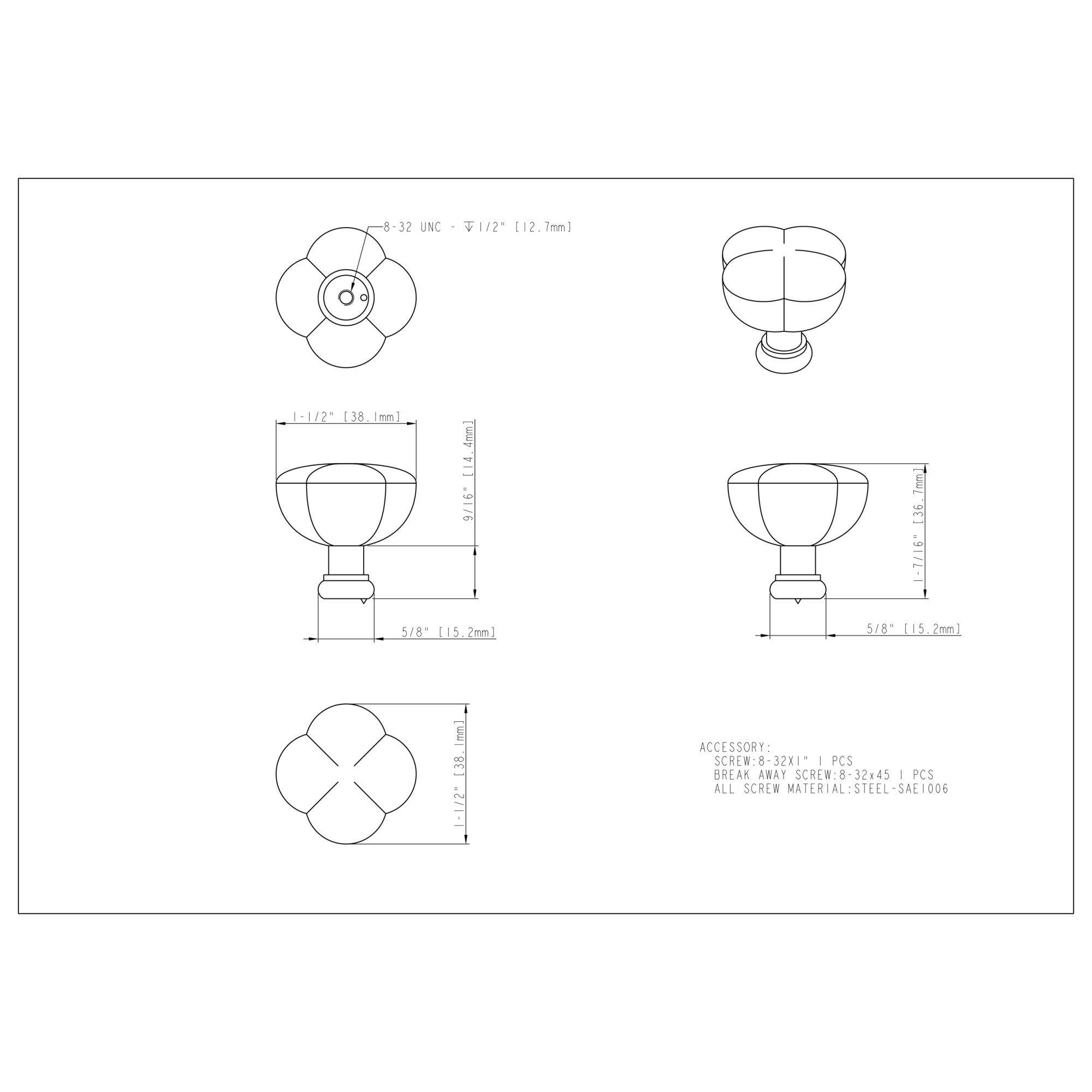Southerland Cabinet Knob (686L) in Satin Nickel