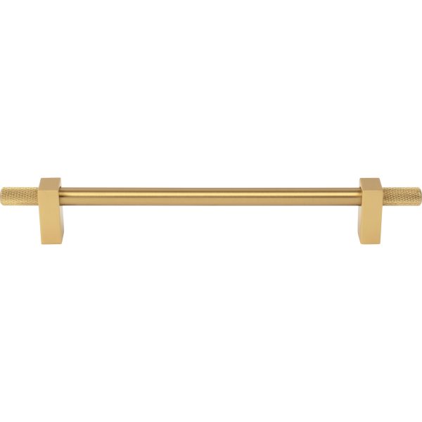 192 mm Center-to-Center Brushed Gold Larkin 4 Knurled Ends Cabinet Bar Pull - Image 3