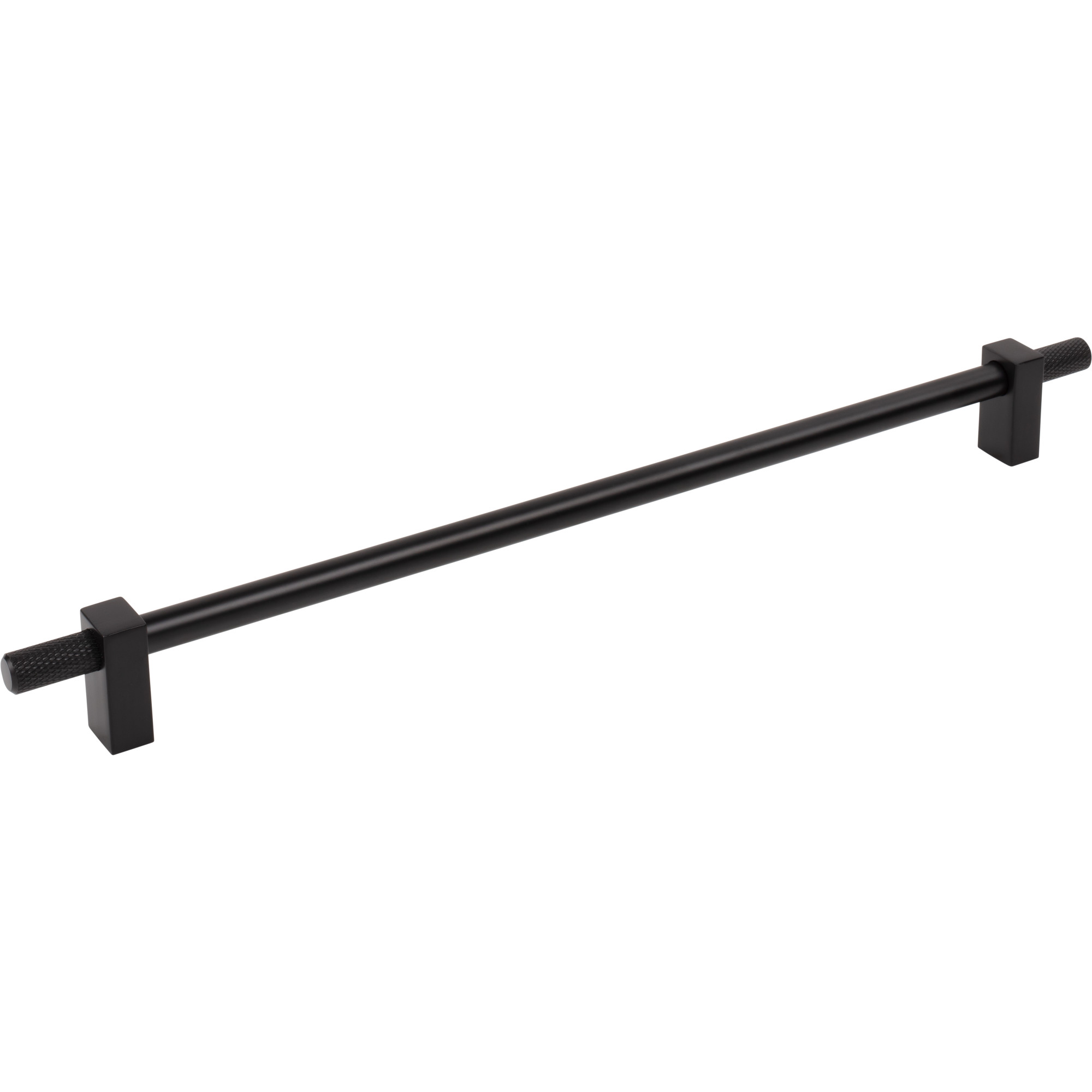305 mm Center-to-Center Matte Black Larkin 4 Knurled Ends Cabinet Bar Pull