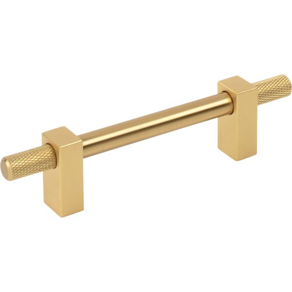 96 mm Center-to-Center Brushed Gold Larkin 4 Knurled Ends Cabinet Bar Pull