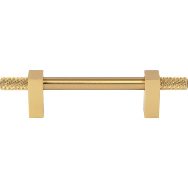 96 mm Center-to-Center Brushed Gold Larkin 4 Knurled Ends Cabinet Bar Pull - Image 3