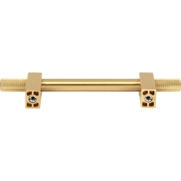 96 mm Center-to-Center Brushed Gold Larkin 4 Knurled Ends Cabinet Bar Pull - Image 5