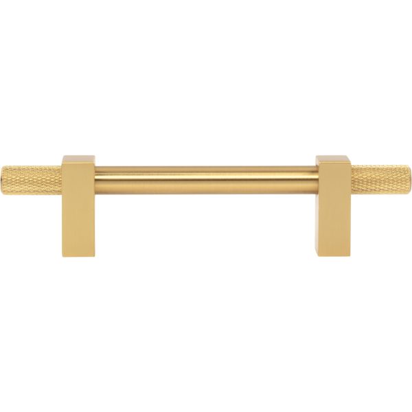 96 mm Center-to-Center Brushed Gold Larkin 4 Knurled Ends Cabinet Bar Pull - Image 6